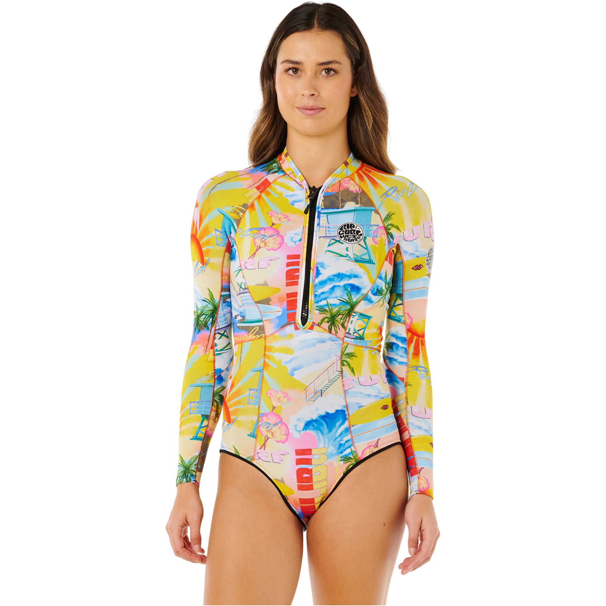2026 Rip Curl Womens G-Bomb 1.5mm Front Zip Forårsvåddragt 13PWSP - Multicolor